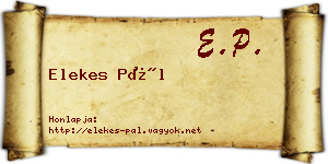 Elekes Pál névjegykártya